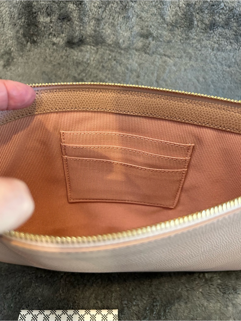 Furla Blush Pink Leather pouch Clutch with Scarf Wrap made in Italy - Picture 6 of 10